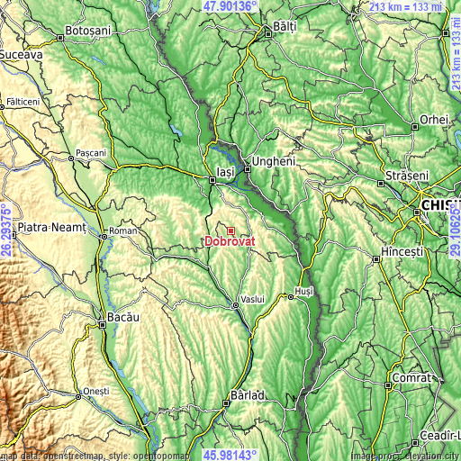 Topographic map of Dobrovăţ