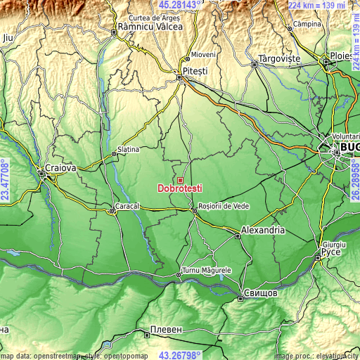 Topographic map of Dobroteşti