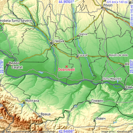 Topographic map of Dobrotești