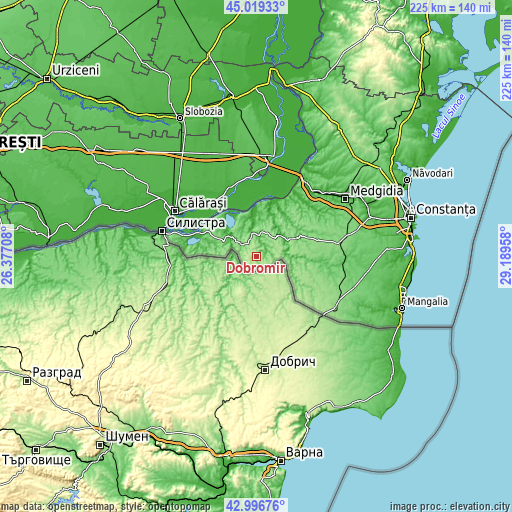 Topographic map of Dobromir