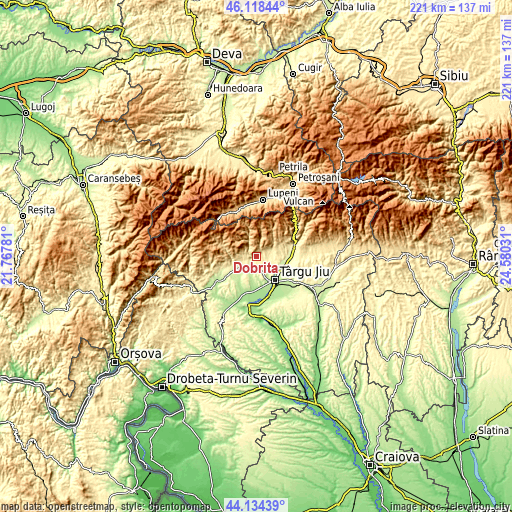 Topographic map of Dobrița