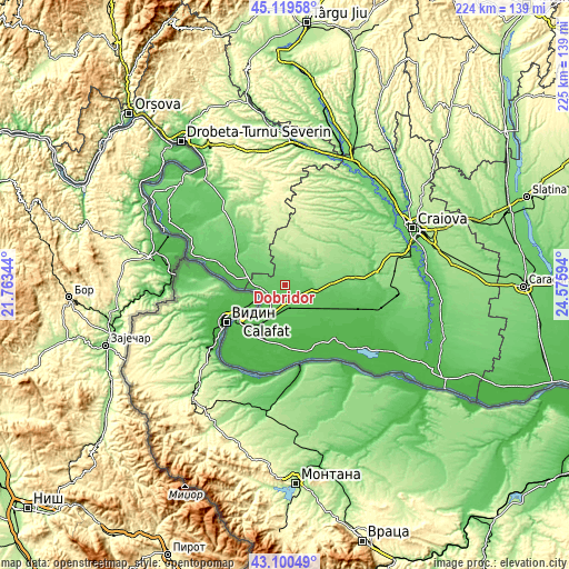 Topographic map of Dobridor