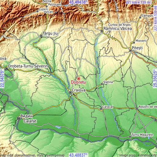 Topographic map of Dobreţu