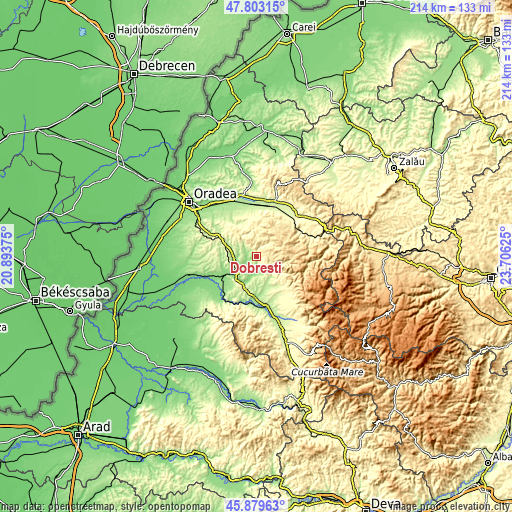 Topographic map of Dobreşti