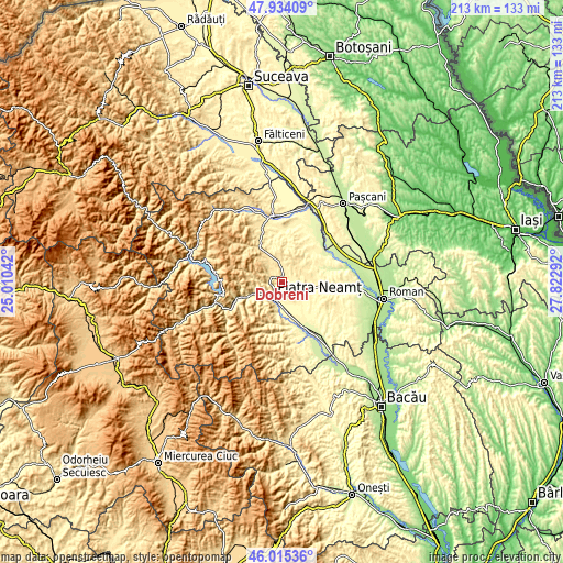 Topographic map of Dobreni