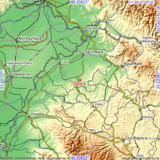 Topographic map of Dobra