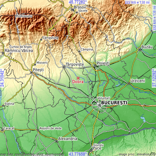 Topographic map of Dobra