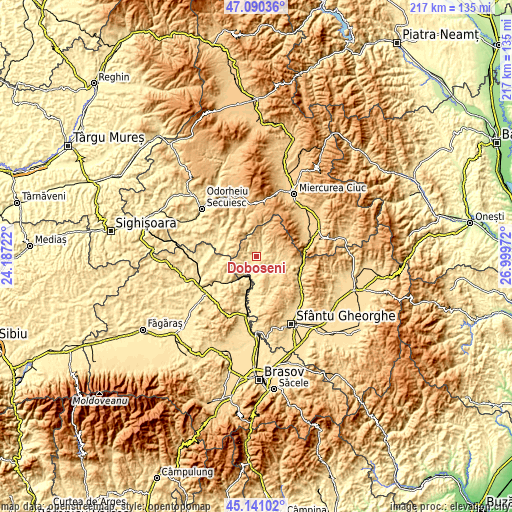 Topographic map of Doboșeni