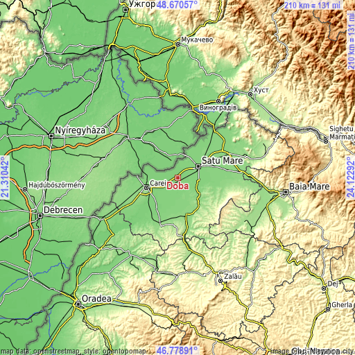 Topographic map of Doba