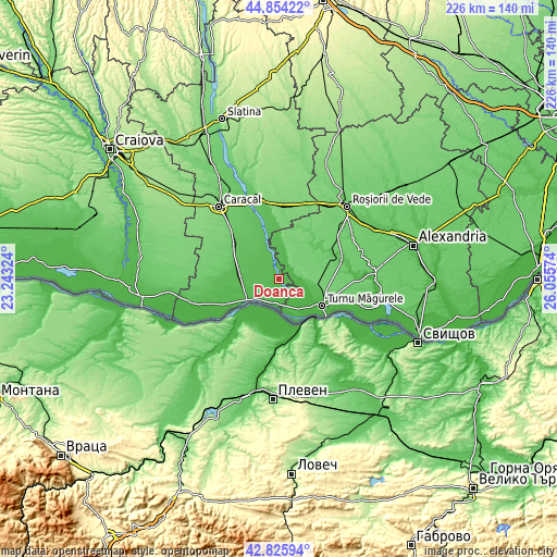 Topographic map of Doanca