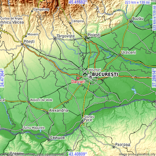 Topographic map of Dârvari