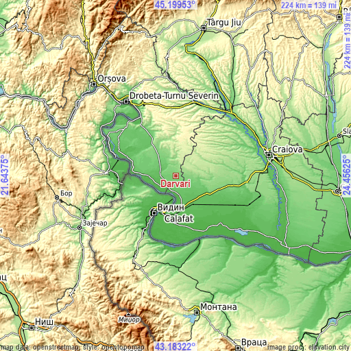 Topographic map of Dârvari