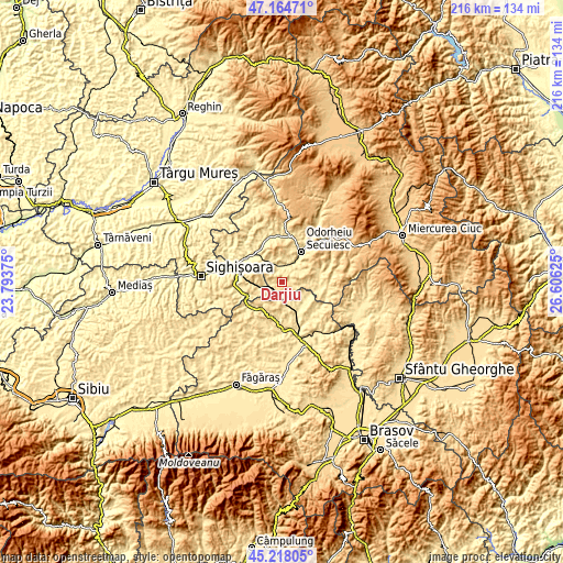 Topographic map of Dârjiu