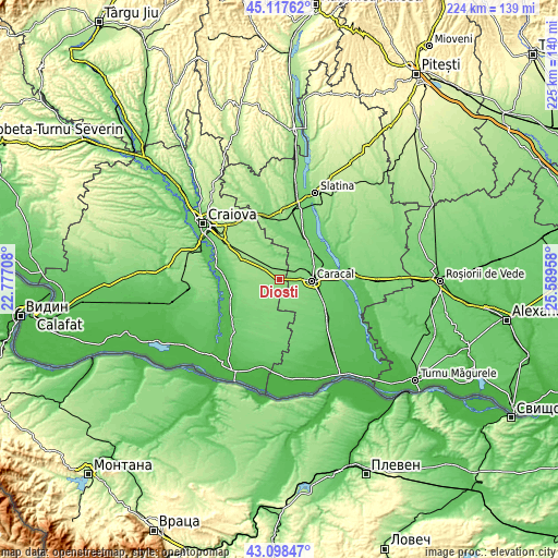 Topographic map of Dioşti