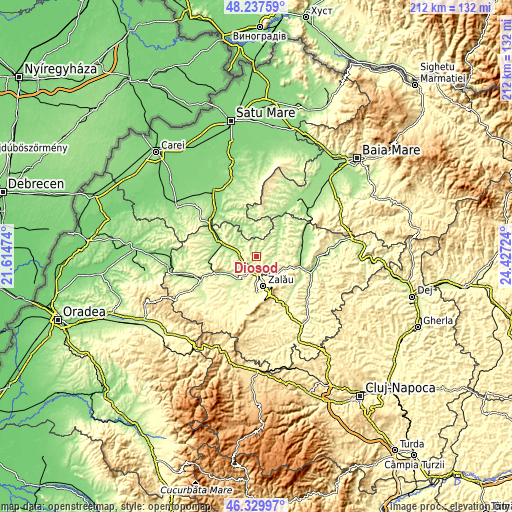 Topographic map of Dioșod