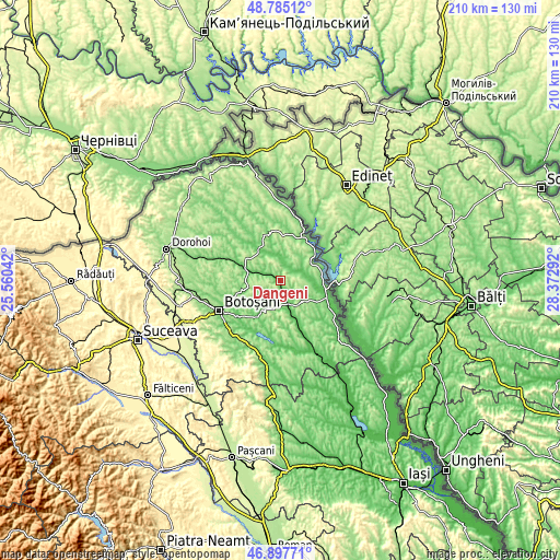 Topographic map of Dângeni