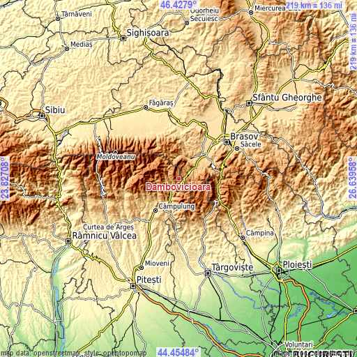 Topographic map of Dâmbovicioara