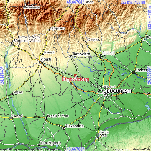 Topographic map of Dâmbovicioara