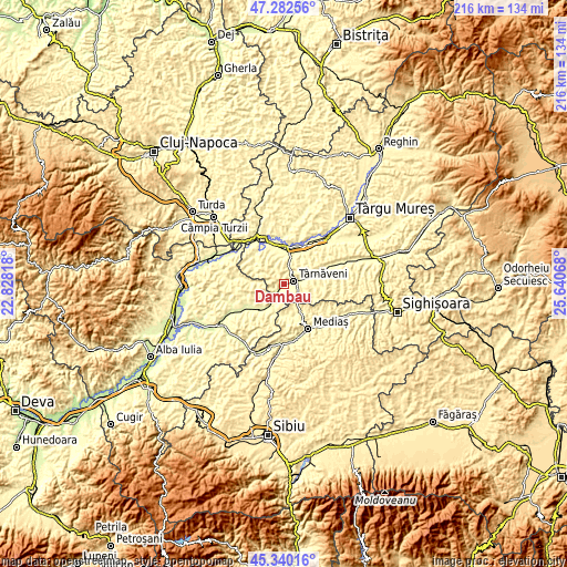 Topographic map of Dâmbău