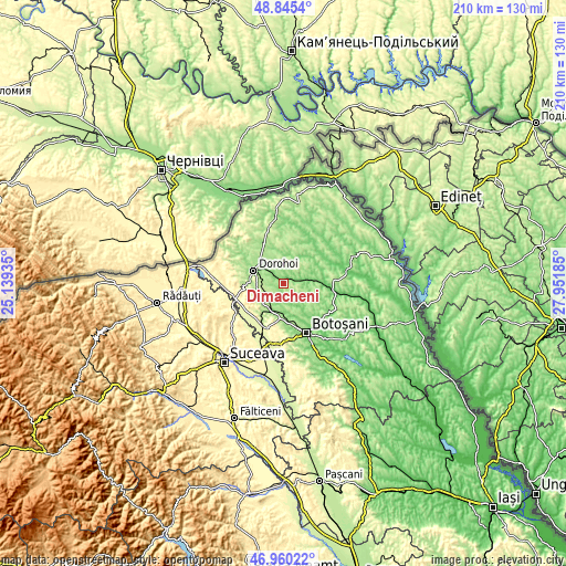 Topographic map of Dimăcheni