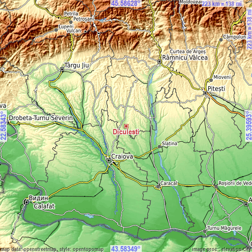 Topographic map of Diculești