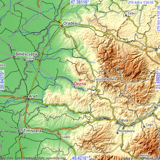 Topographic map of Dezna