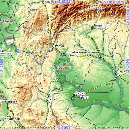 Topographic map of Devesel