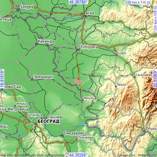 Topographic map of Deta