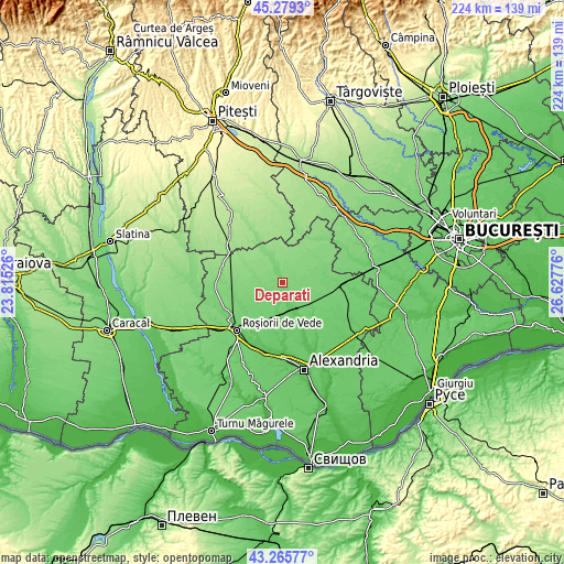 Topographic map of Deparați