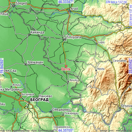 Topographic map of Denta