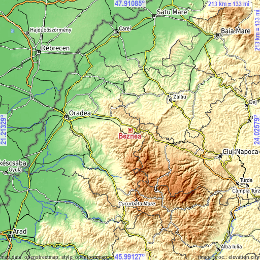 Topographic map of Beznea