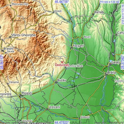 Topographic map of Dedulești