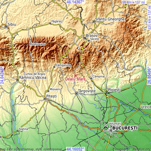 Topographic map of Dealu Mare