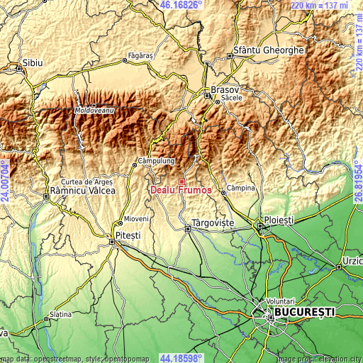 Topographic map of Dealu Frumos