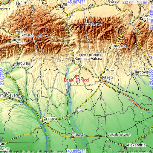 Topographic map of Dealu Dănicei