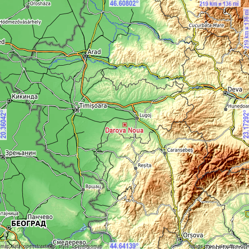 Topographic map of Darova Nouă