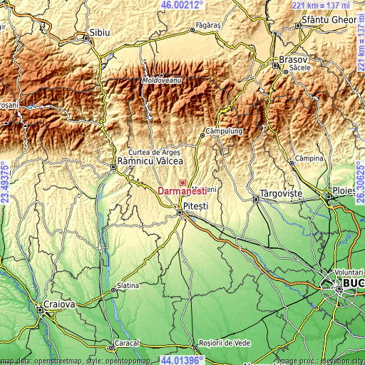 Topographic map of Dărmăneşti