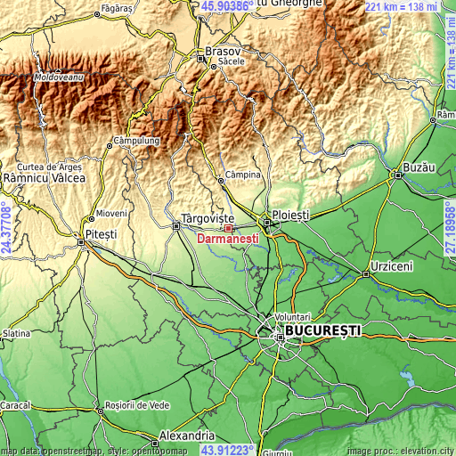 Topographic map of Dărmăneşti