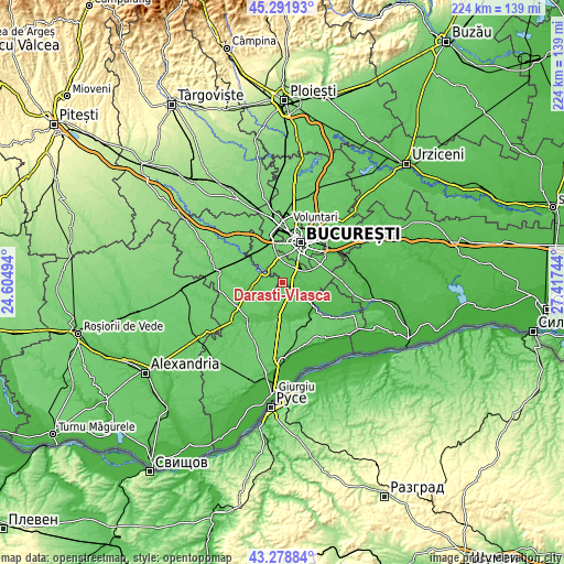 Topographic map of Dărăști-Vlașca