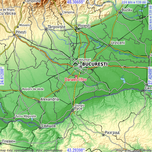 Topographic map of Dărăşti-Ilfov