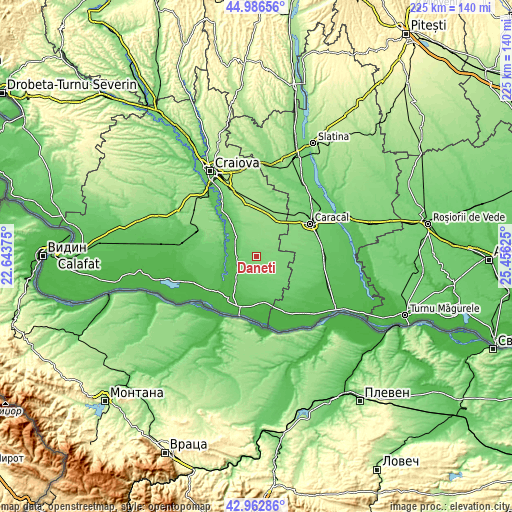 Topographic map of Dăneţi