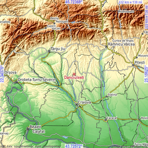 Topographic map of Dănciuleşti