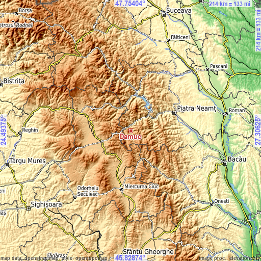 Topographic map of Dămuc