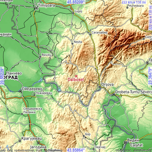 Topographic map of Dalboșeț