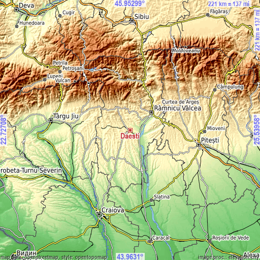 Topographic map of Dăeşti