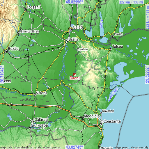 Topographic map of Dăeni