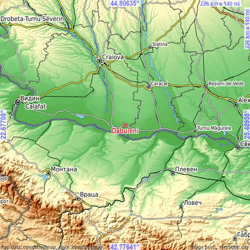 Topographic map of Dăbuleni