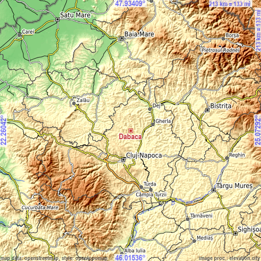 Topographic map of Dăbâca