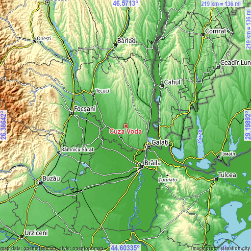 Topographic map of Cuza Vodă