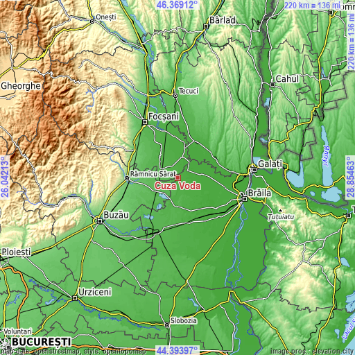 Topographic map of Cuza Vodă